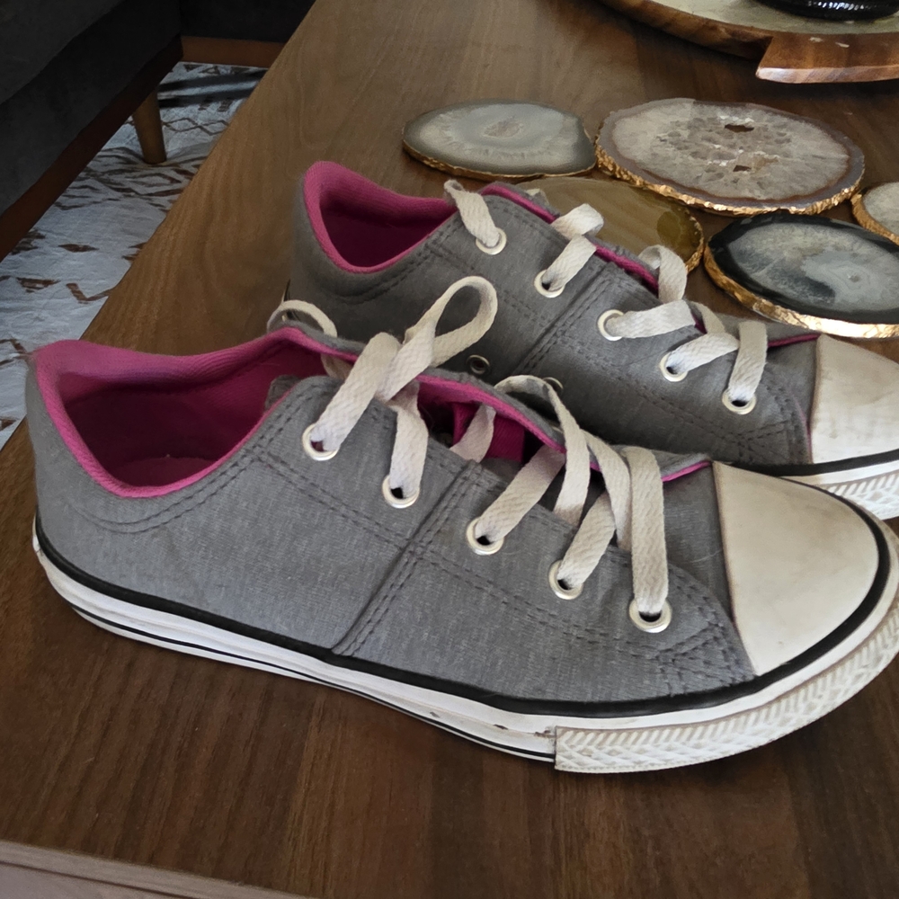 Gray and Pink Canvas Sneakers
